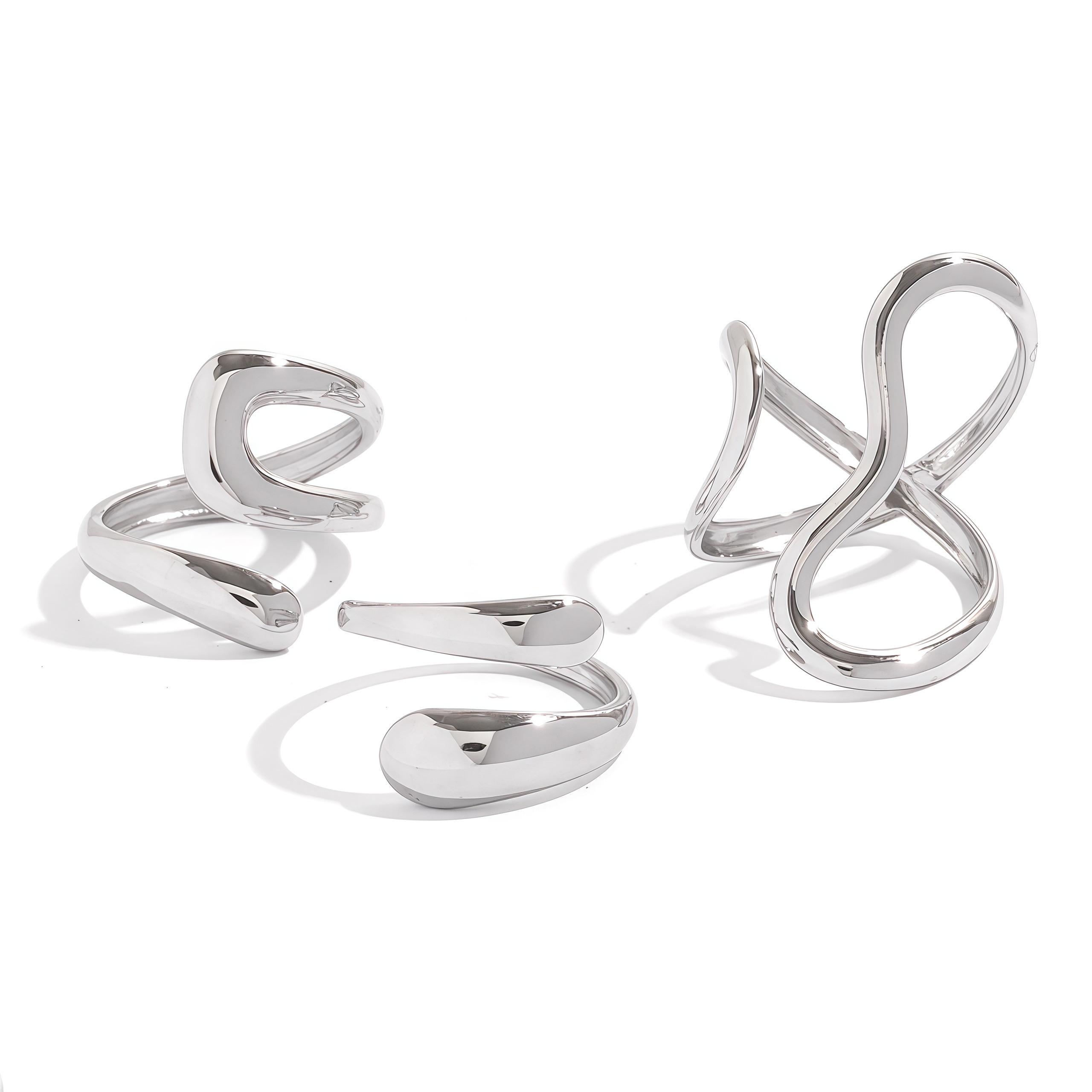 

Fashion Stainless Steel Open Rings For Women Waterproof Quality Personality Charms Trendy Zircon For Daily Wear Vacation Etc resizable