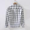 913 S/S Fresh Plaid Long Sleeve Shirt - Men's Casual Loose Fit Square Collar