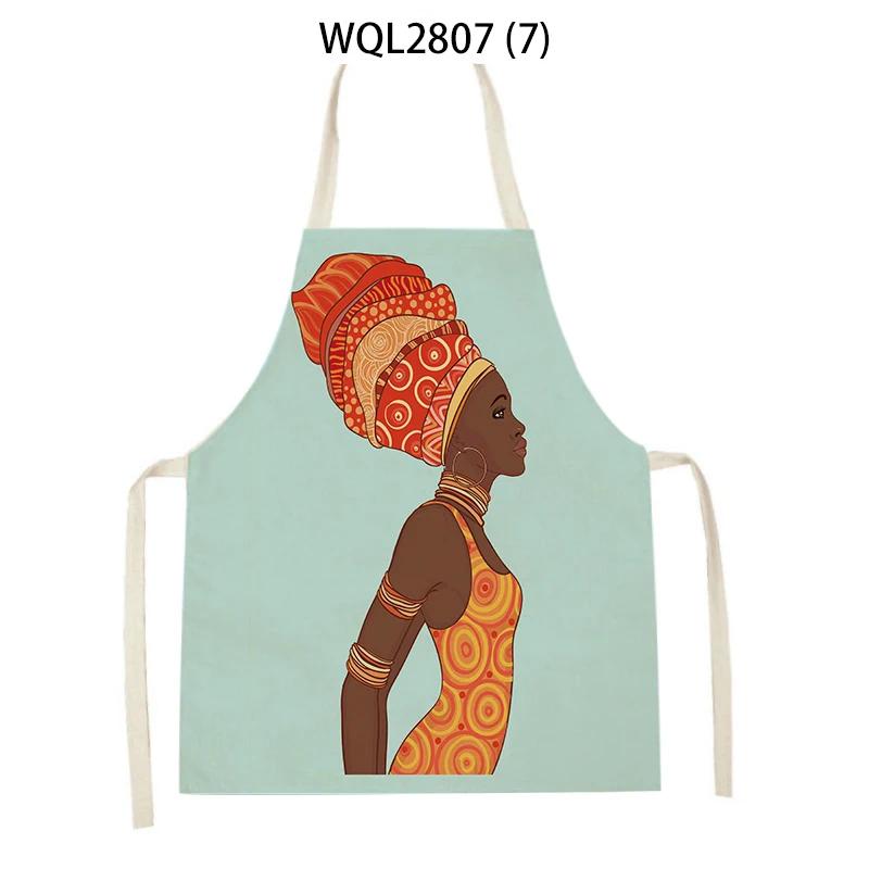 Cartoon African Woman Pattern Kitchen Sleeveless Aprons Home Cleaning Cooking Apron Baking Accessories Household Pinafores