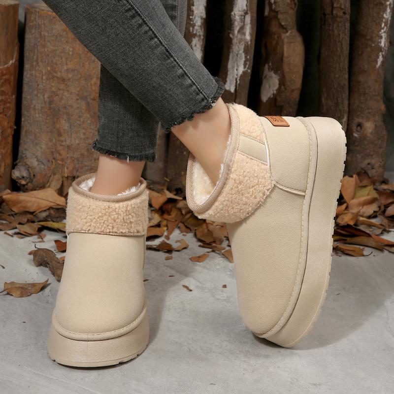 Casual Metal Decoration Mix Color Snow Boots Women 2025 Winter Warm Short Plush Ankle Booties Comfort Thick Bottom Fur Boots