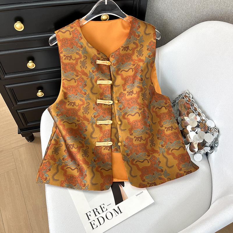 

Ретро жаккардовый жилет универсальный темперамент свободный модный темпераментный жилет XXXL [Recommended 138-75kg] оранжевый