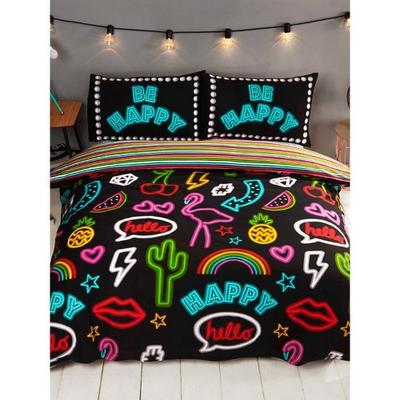 Be Happy Neon Duvet Cover Set