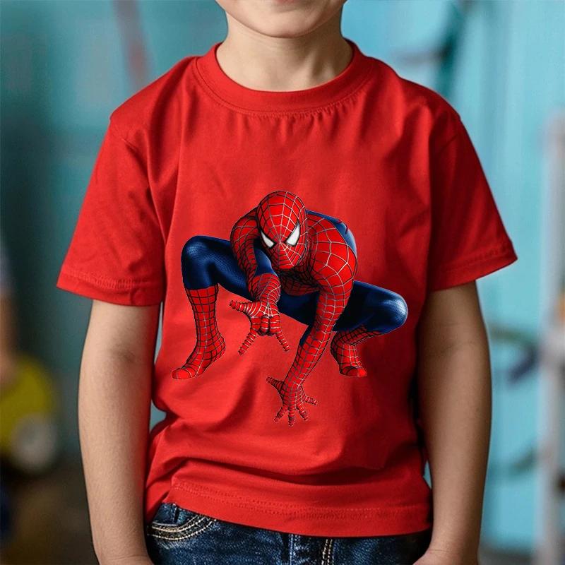 Tendencias de Moda Estampado de Dibujos Animados Anime Spider-Man Ropa para Niños y Niñas Camiseta en Verano Ropa Infantil Manga Corta