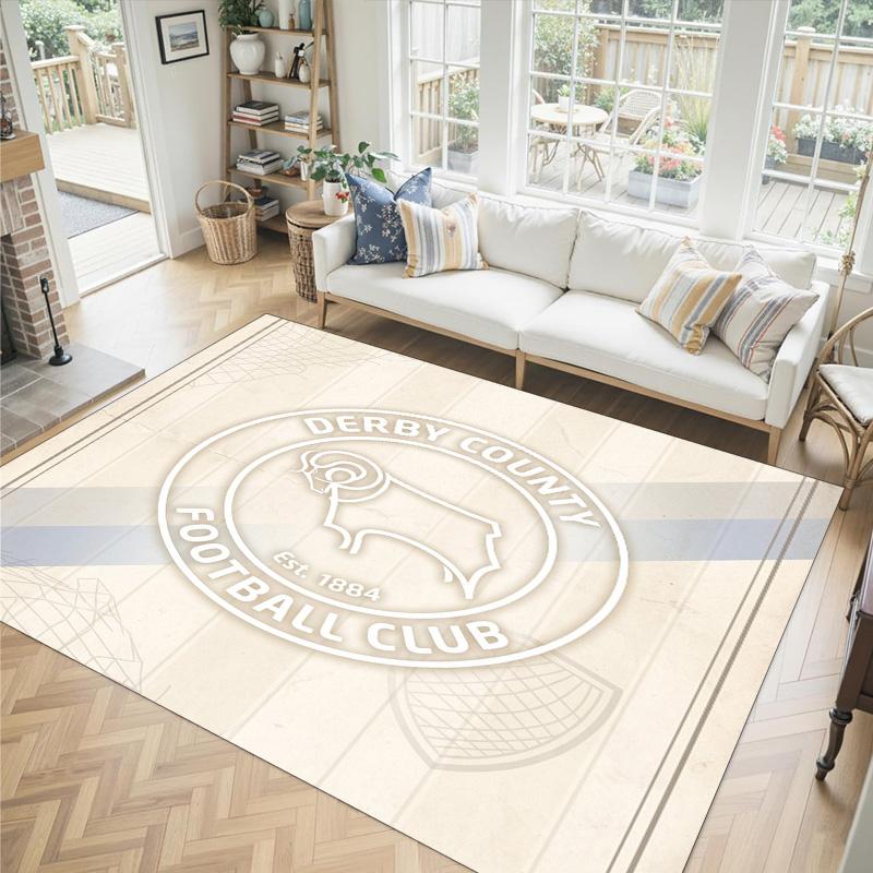 Derby County Design Crystal Velvet Carpet Cozy Non?Slip Printed Rug For Bedroom Living Room Entrance