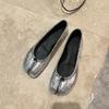2025 Summer New Pig's Trotters Split-toe Shoes Women's Silver Pig's Trotters Shoes Lazy One-pedal Flat-bottomed Light-mouth Single Shoes
