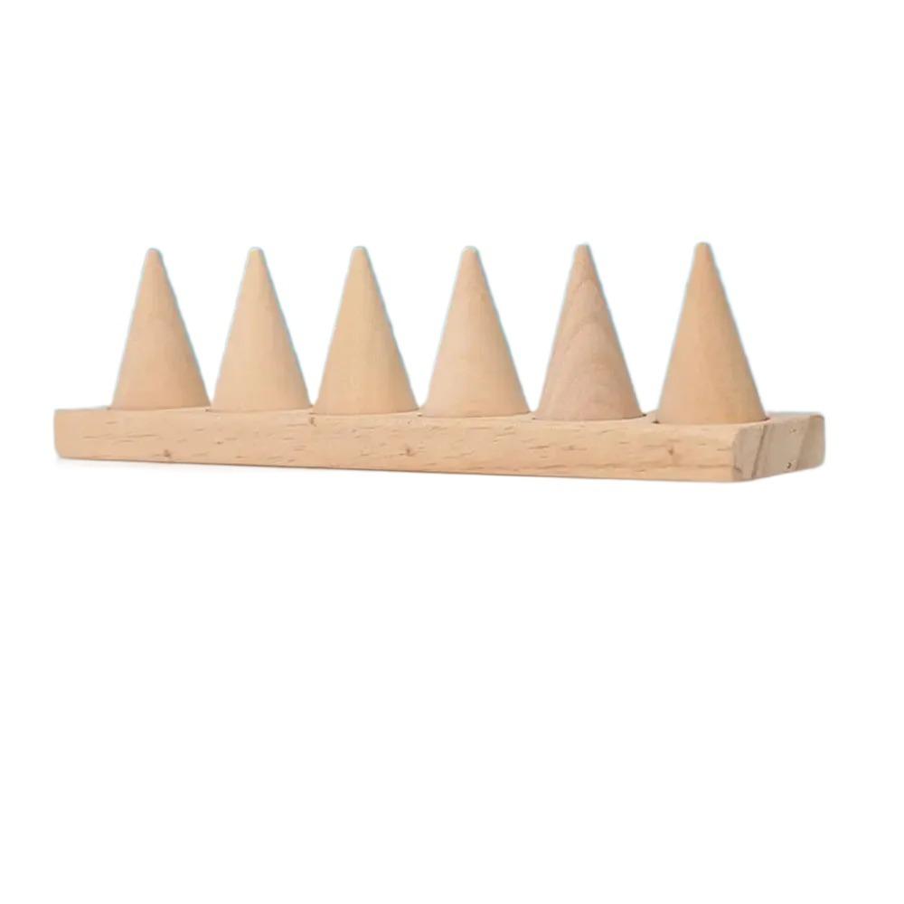 Decorative Wood Cone Ring Display Stand Retro Ring Storage Rack Crafts Bangle Storage Tray  Key