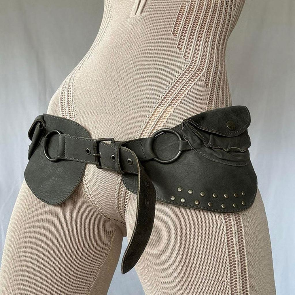 Rivet Studded Corset Adjustable Waistband Waist Bag Belt Women Cincher Cool Waistband Punk Fanny Belt Waist Accessory