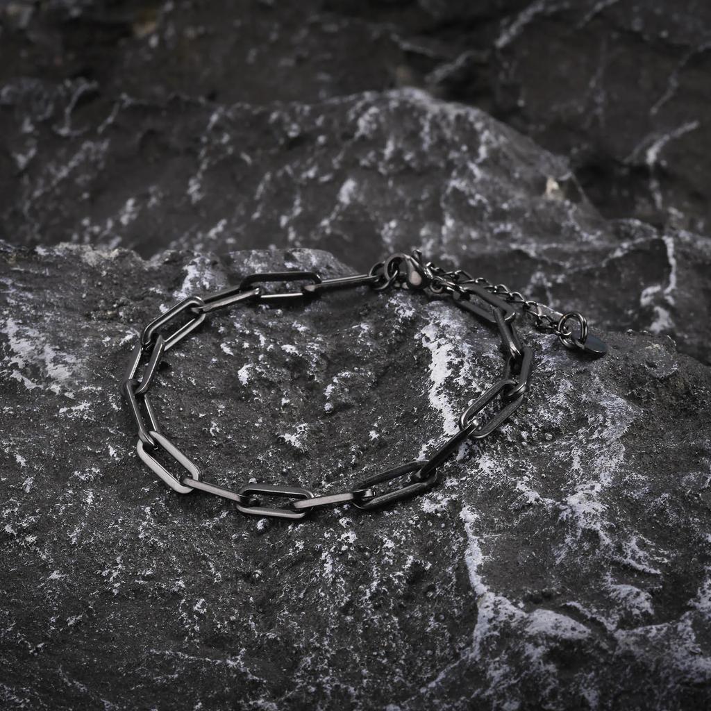 5mm Rectangle Chain Bracelets for Men Women, Stainless Steel Unisex Paperclip Links Wristband,Classic Trendy Jewelry