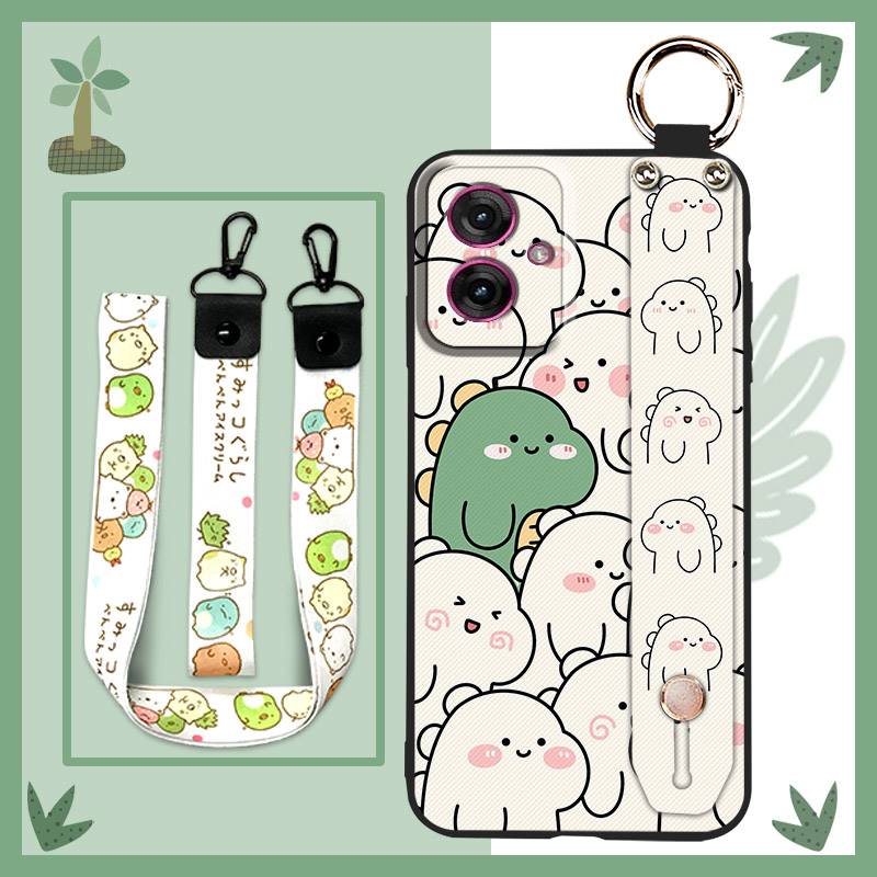 Silicone Cartoon Phone Case For MOTO G55 5G Anti-dust Phone Holder Cute Anti-knock Wrist Strap Soft Case Fashion Design
