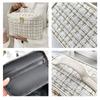 Large Capacity Plaid Cosmetic Bag Korean Tweed Makeup Organizer Toiletry Bag Women Travel Portable Storage Case