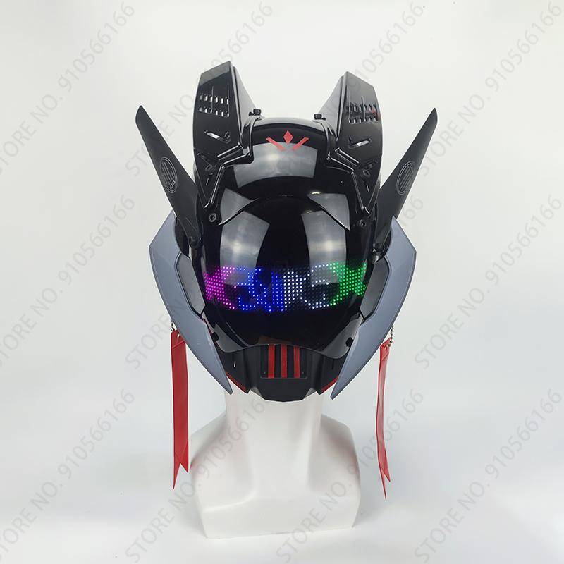 Cyberpunk App Mask Light Up Rolling Subtitles Screen Mask Cos Mech Technology Sense Mobile Phone Control Helmet Role Play