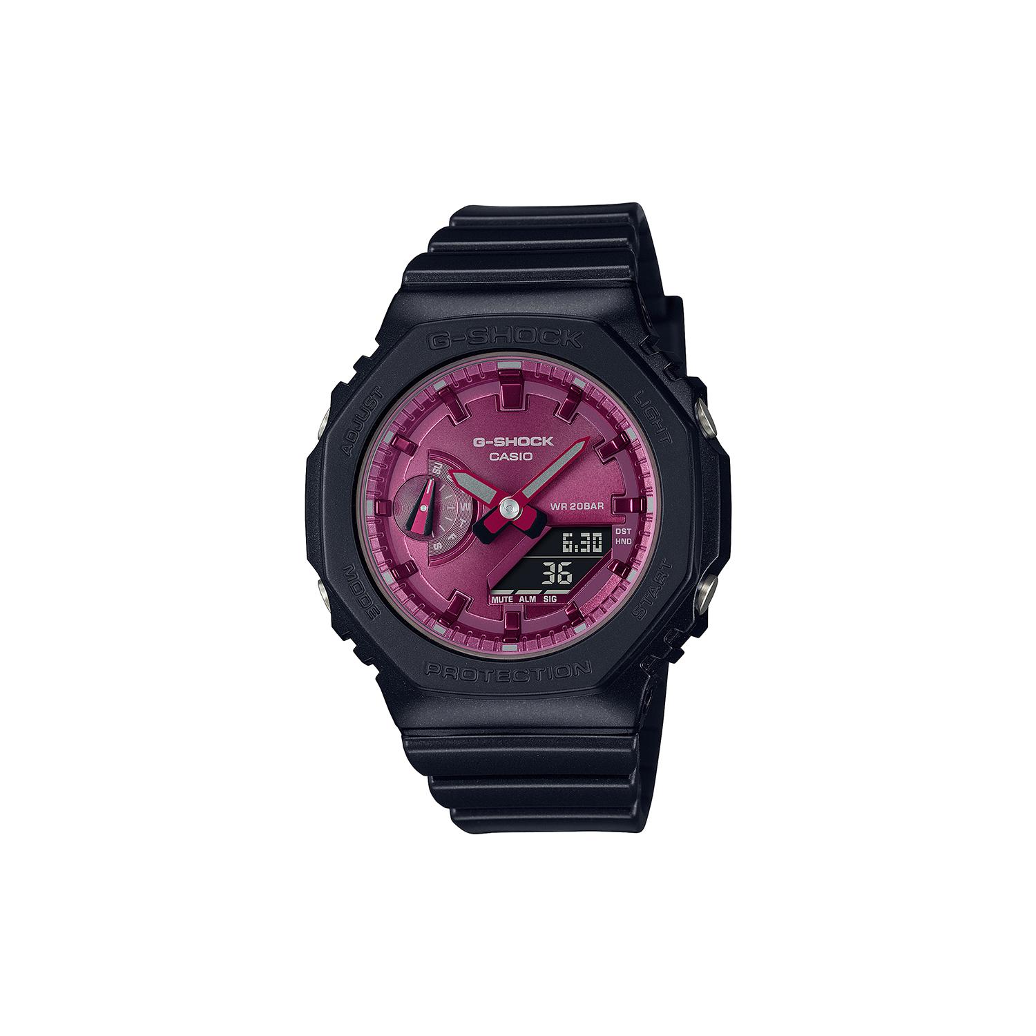 CASIO Women s Liquid Crystal/Analog Dual Display Series Red Watch GMA-S2100RB-1APR Red Watch Dial