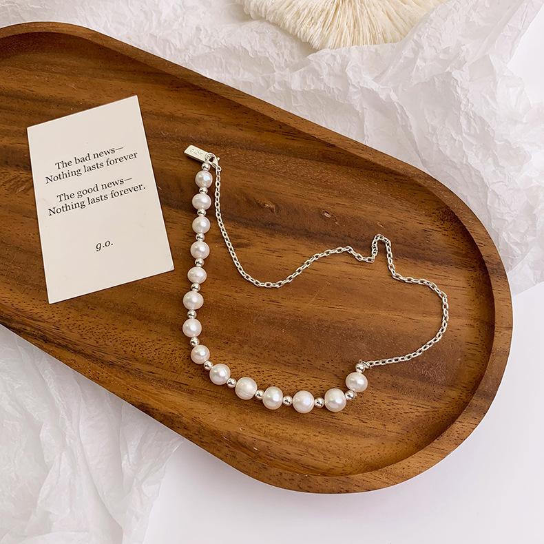 Freshwater pearl love necklace collarbone chain cold wind pearl chain neck chain