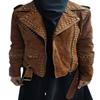 Women's American Style, Lambskin Brown Suede, Studded Jacket, With Zipper & Jacket,| Shoulder Strap, Gifts for her ,Cowgirl Jacket