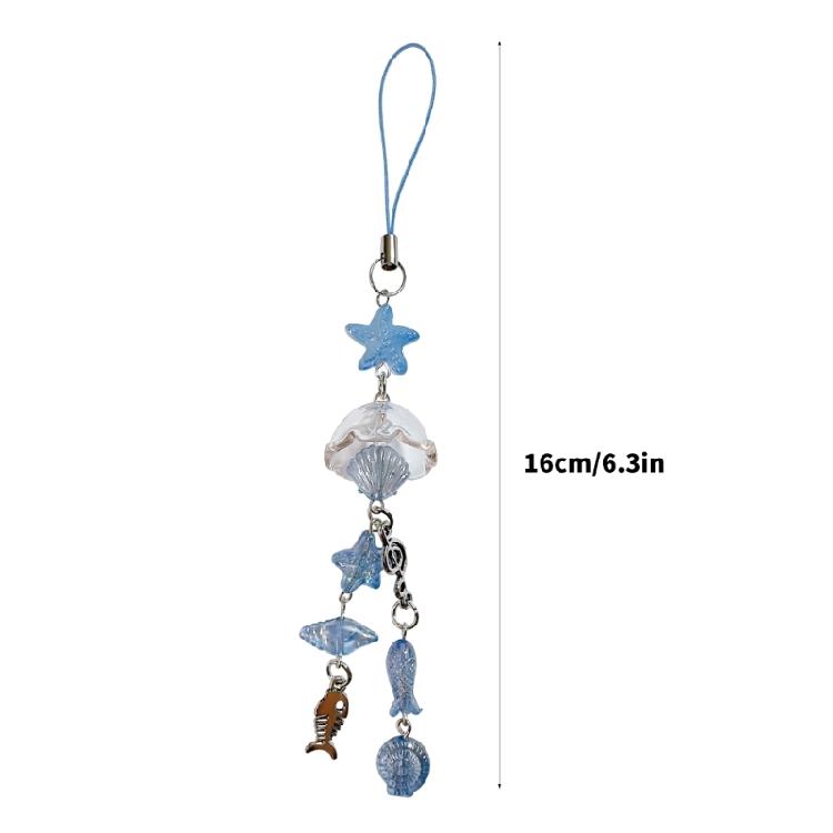 Individualized Fish And Sea Shell Bead Phone Decoration Stylish Phone Charm Accessory For Daily Use And Vacation Style