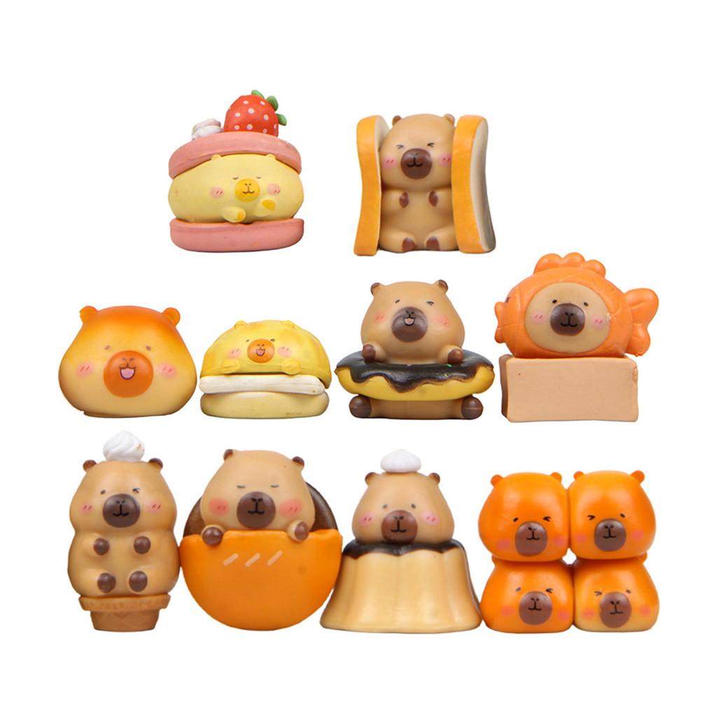 Ornaments Resin Capybara With Pudding Donuts And Sandwiches Design Gift For