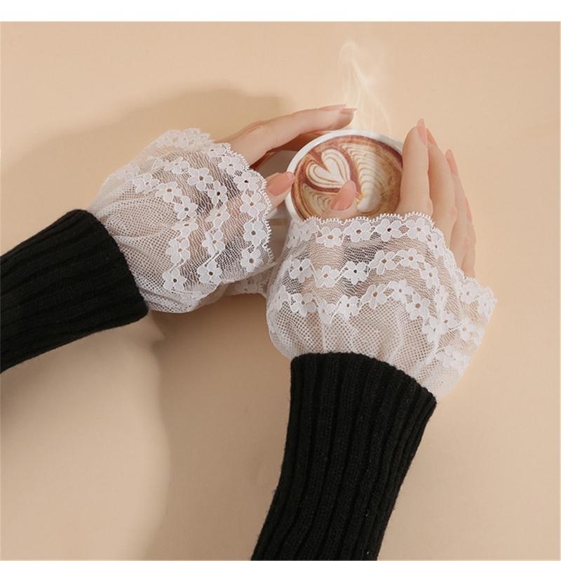 3D Lace Design Detachable Arm Sleeve Fingerless Hand Sleeve for Stylish Outfits Cosplay Event Daily Fashion Wear Comfort