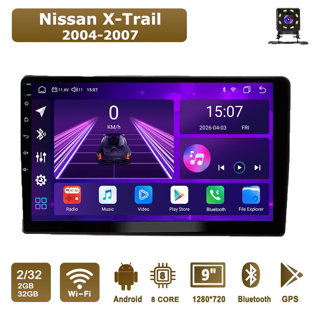 

Автомобильная магнитола Android Car-Play для Nissan X-Trail 2004-2007 Мультимедийный проигрыватель Головное устройство Стерео Навигация GPS BT WIFI, 8 ЯДЕР ,2+32ГБ чёрный