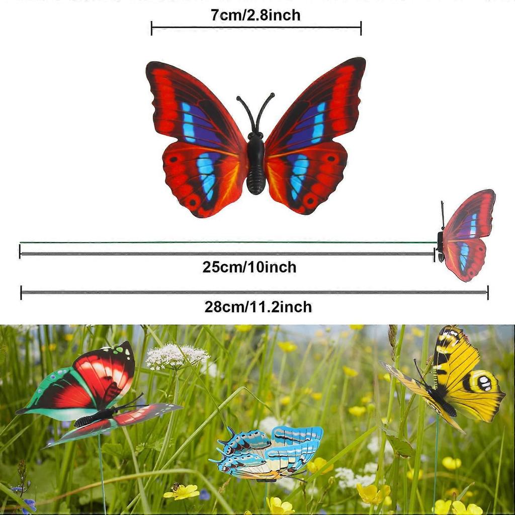 Butterfly Decorations, 50 Pcs Butterfly Stakes PVC Waterproof Decorative Colorfuli Garden Stakes