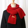 Autumn and winter female Korean version solid color wool scarf warm student cute couple Internet celebrity male versatile knitted scarf