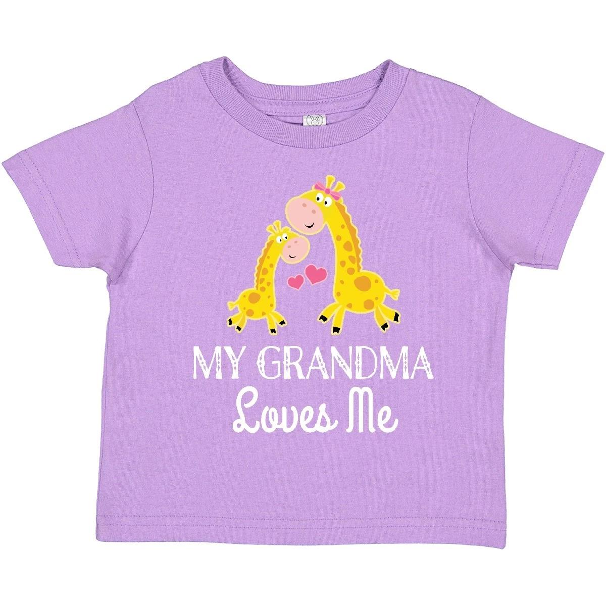 

Inktastic Grandma Loves Me Girls Giraffe Granddaughter Toddler kids boys T-Shirt My From 100