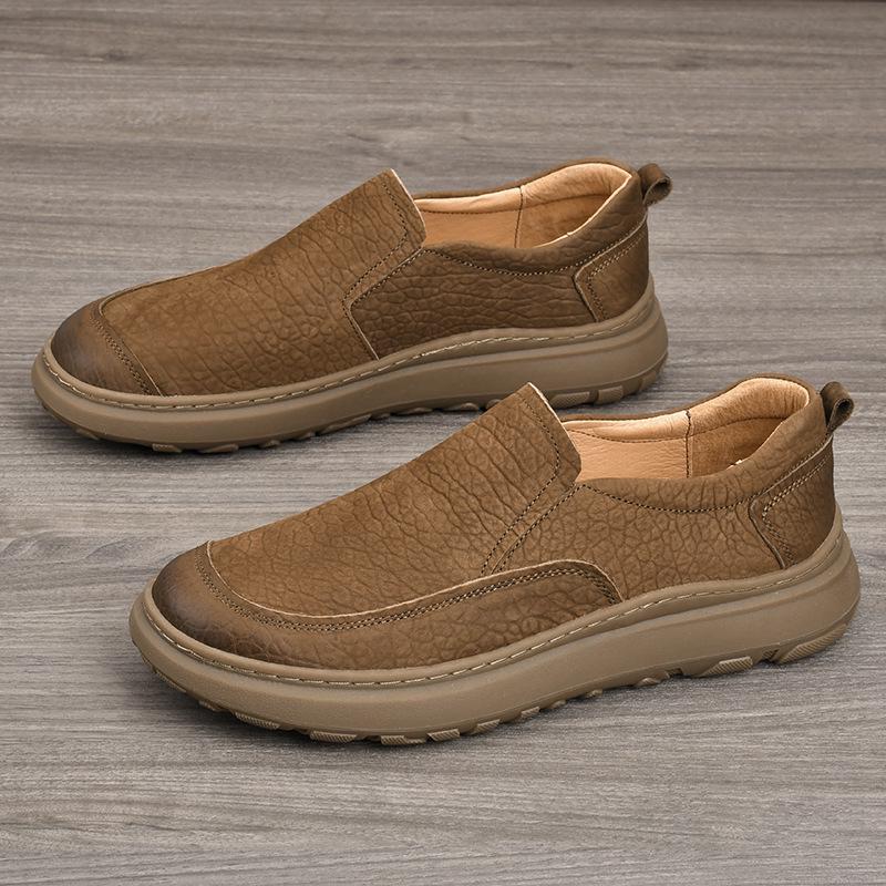 Men s Spring Soft Cowhide Casual Shoes, Thick Sole, Flat Bottom, Pigskin Lining 43