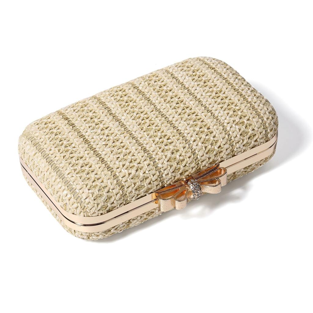 Straw Clutch Bag For Women, Raffia Rattan Summer Beach Evening Bag Woven Handbag Purse Shoulder Bag for Party Wedding Vacation