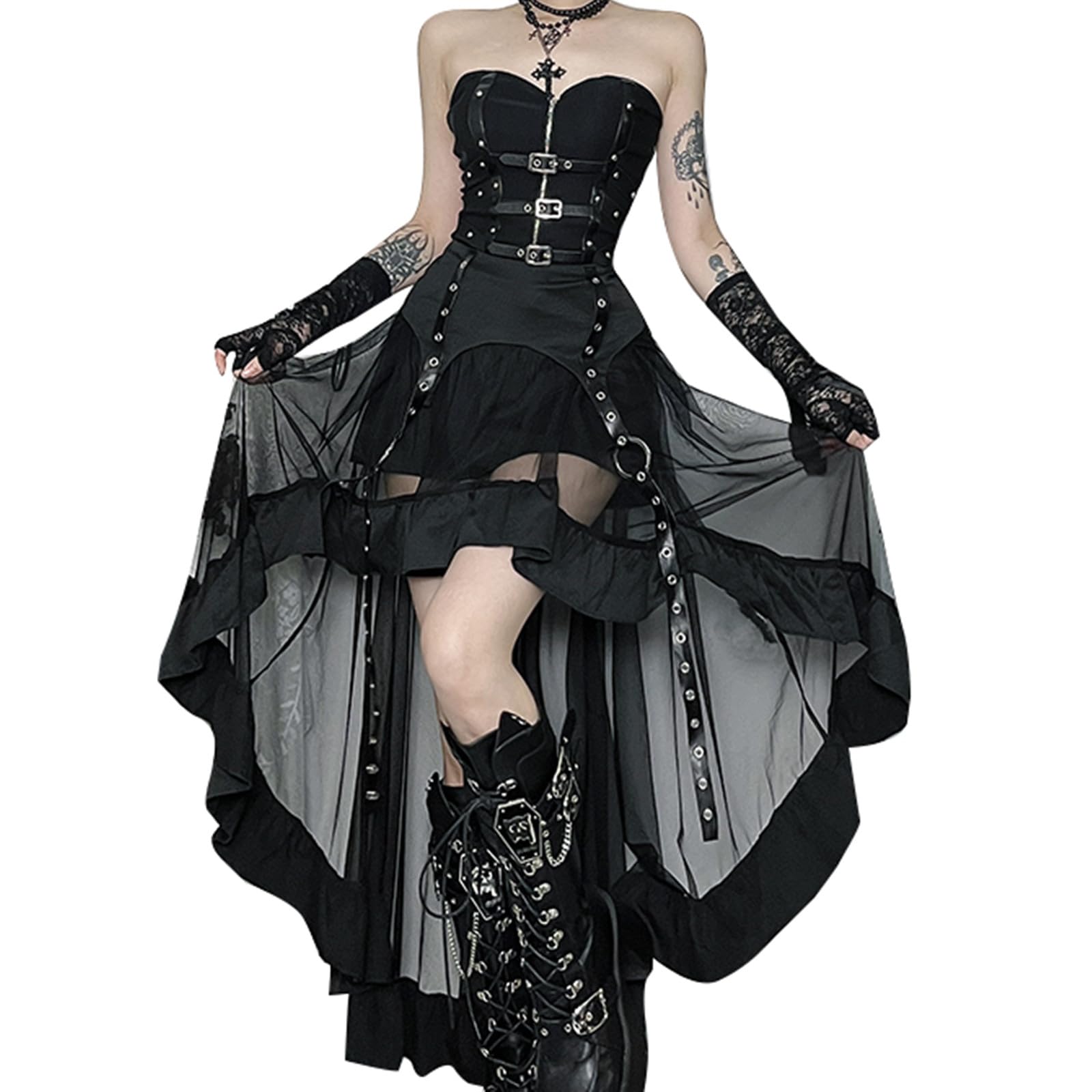 

Sivrusn Хелловін Косплей Готична Лоліта Ідол Готична Лоліта Міні Панк Вечірка Сцена Фотосесія Розмір S Сукня, Чорний, Костюм, Сукня, Милий, Лоліта,