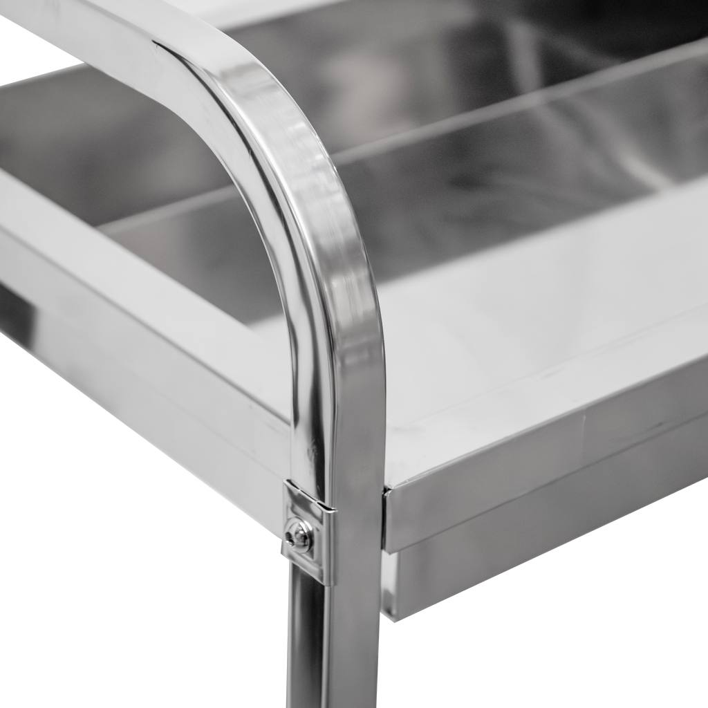 Stainless Steel 2-shelf Deep Mega-M Serving Trolley W-85 Cm D-45 Cm H-90 Cm N