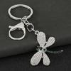 Bag Pendant Rhinestones Dragonfly Charm Zinc Alloy Keychain Pendant Electroplated Finish Easy Hang Lobster Clasp Key