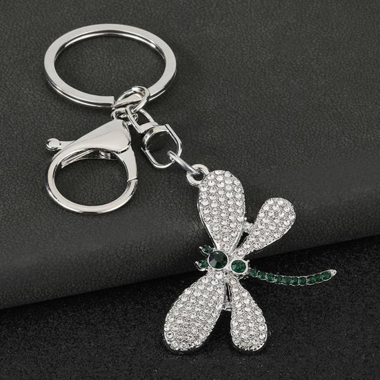 Bag Pendant Rhinestones Dragonfly Charm Zinc Alloy Keychain Pendant Electroplated Finish Easy Hang Lobster Clasp Key
