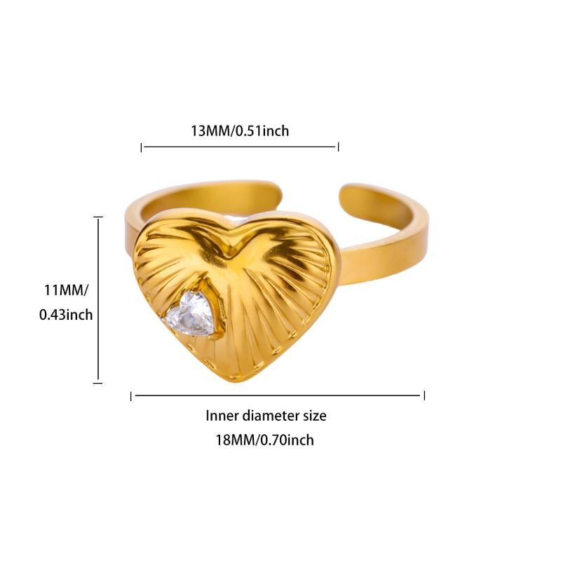 Simple Stainless Steel Gold-plated Butterfly Love Zircon Geometric Ring Female Personality Versatile Ring