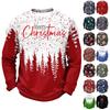 Men's Knit Long Sleeve Neck Casual Top with Christmas Print for Winter