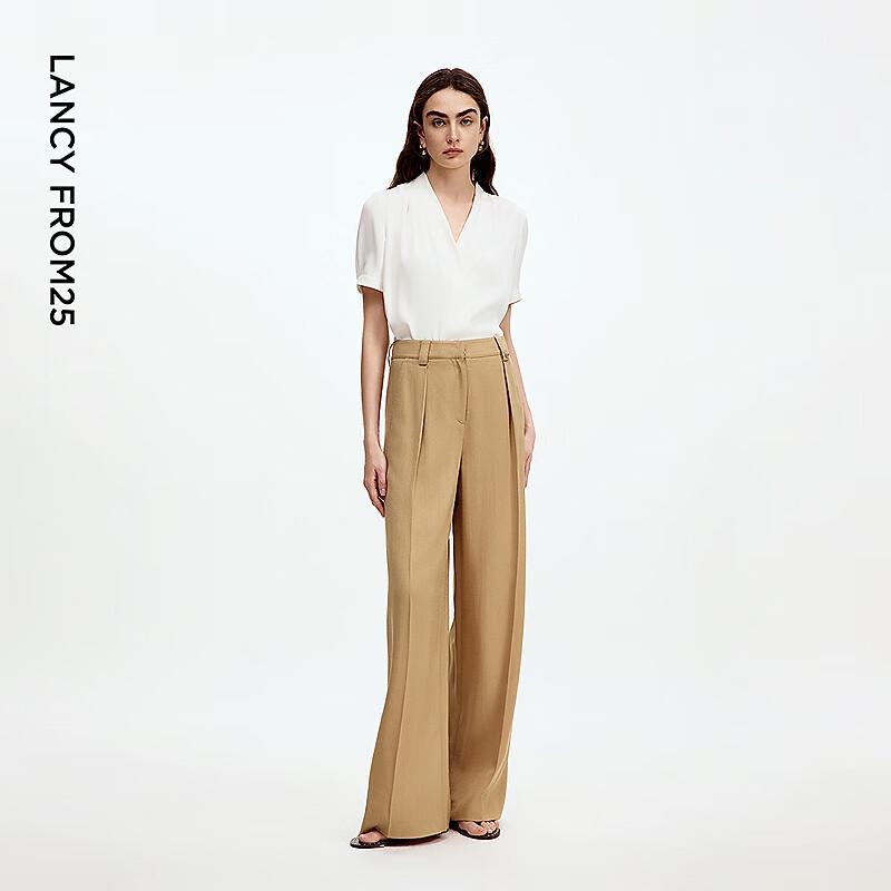 LANCY Women's V-Neck Short Sleeve Blouse