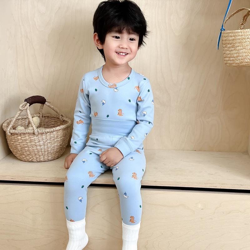 25 Style Baby High-Waisted Cotton Underwear Set for Boys & Girls - Belly Protection, Seamless, Warm Autumn/Winter Homewear