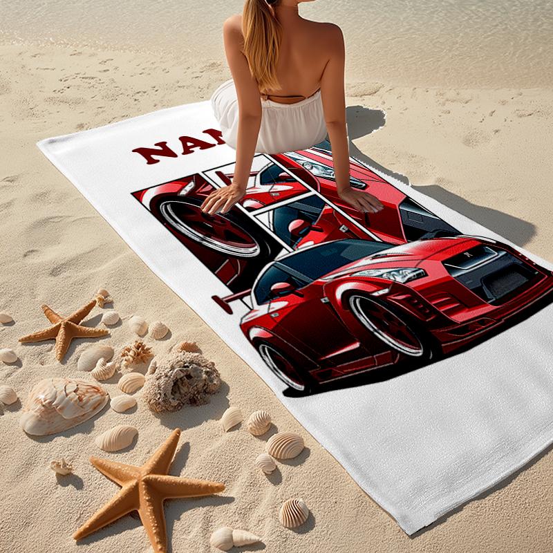 Custom Name Ultra-Soft Beach Towel with Racing Theme,Ideal for Pool - Camping, Diving - Perfect Travel Essential, Vibrant Beach Towel.