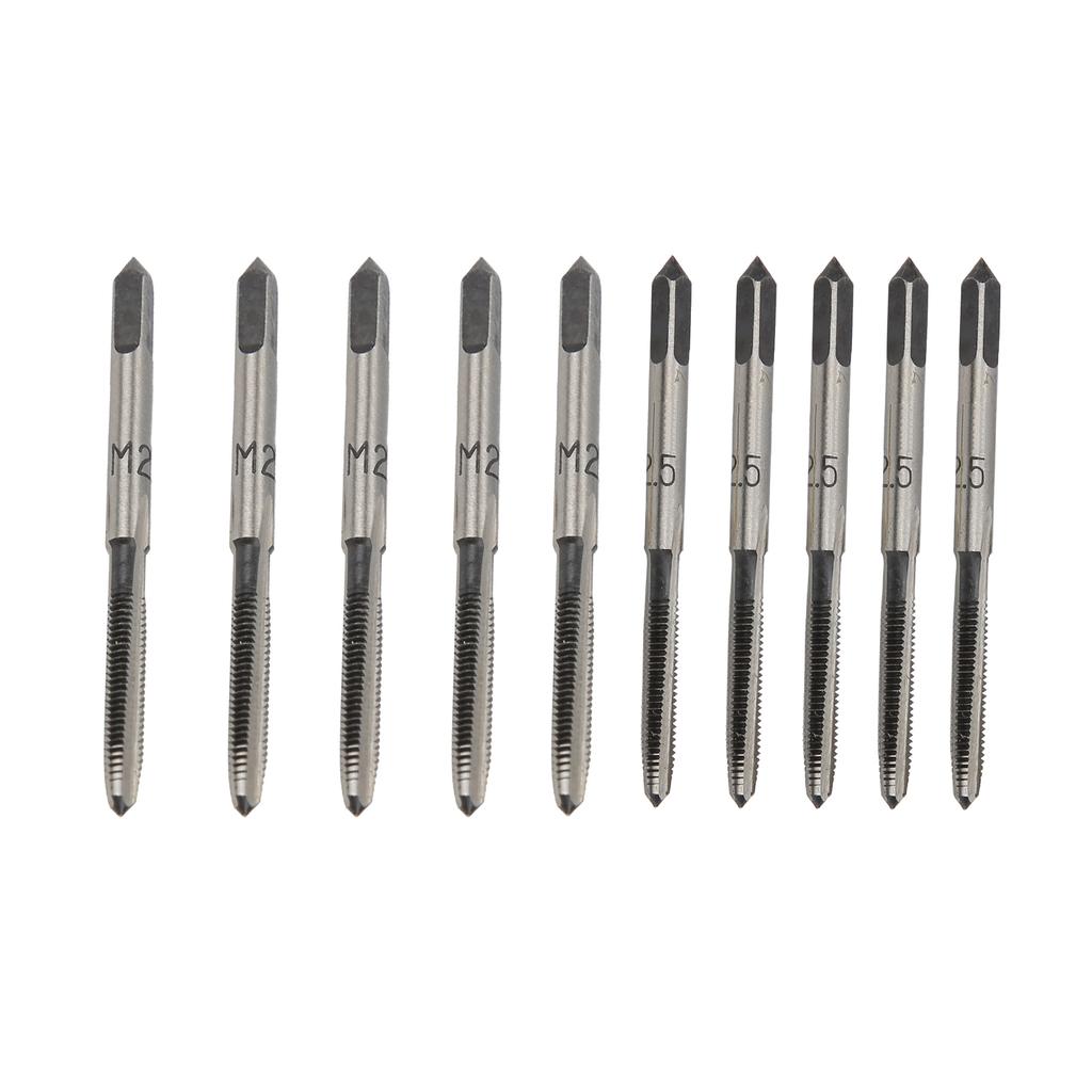 10Pcs Metric Taper Plug Tap Set Straight Shank Carbon Steel for Metal Processing M2.5