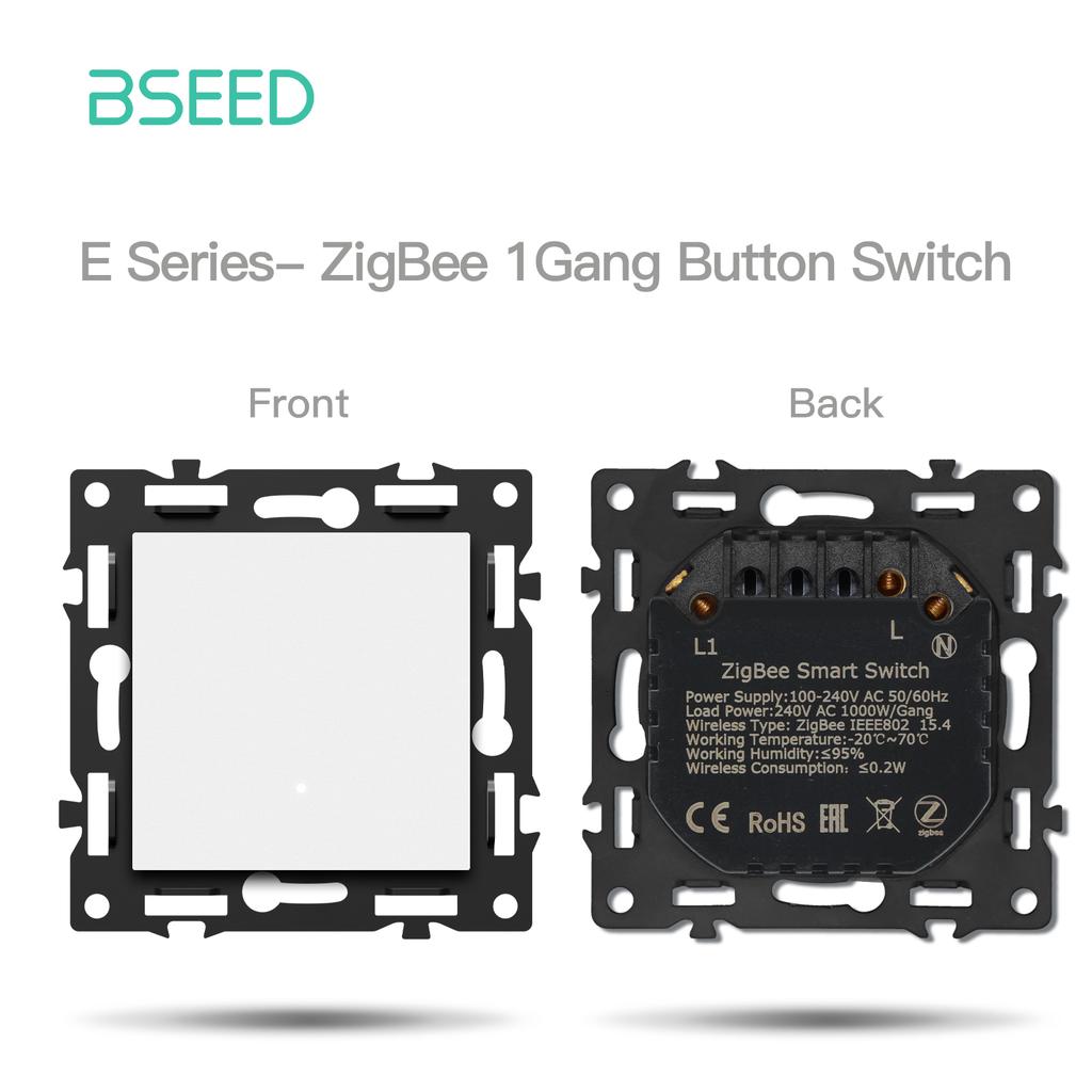 BSEED ZigBee Click Switch Modules Smart Light Switch Parts Glass/PC Frame DIY Combination Zigbee Sockets USB Charge E-Series
