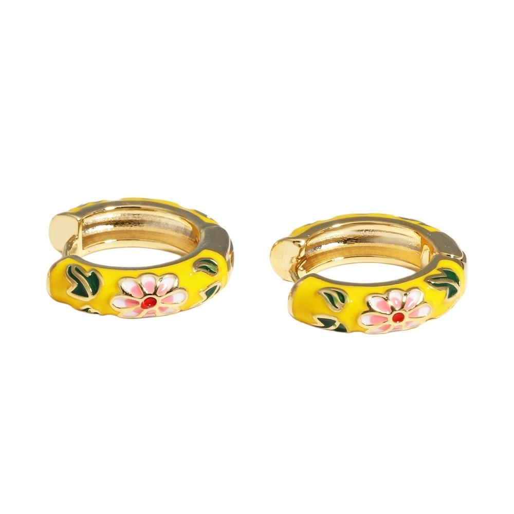 Traditional Flower Enamel Ear Rings Chinese Glaze Ear Jewelry Chinese Style Earrings  Jewelry