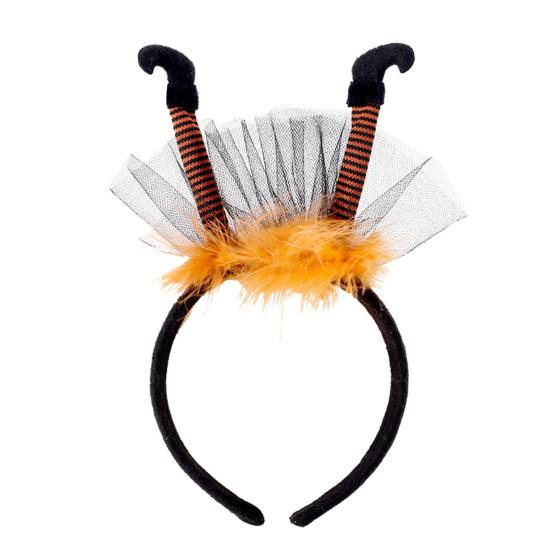 Witch Hair Hoop Witch Feet Feather Mesh Design Halloween Headband Adult Costume Parties Cosplay Dress Up Prop