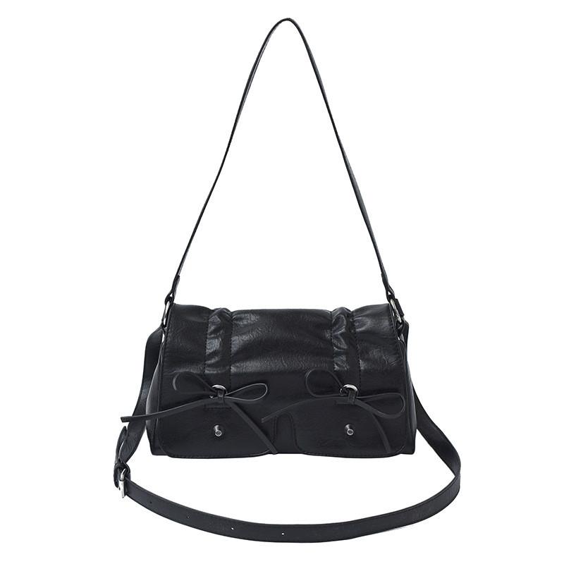 IELGY Ladies Diagonal Bag Bow One-Shoulder Underarm Pleated Simple
