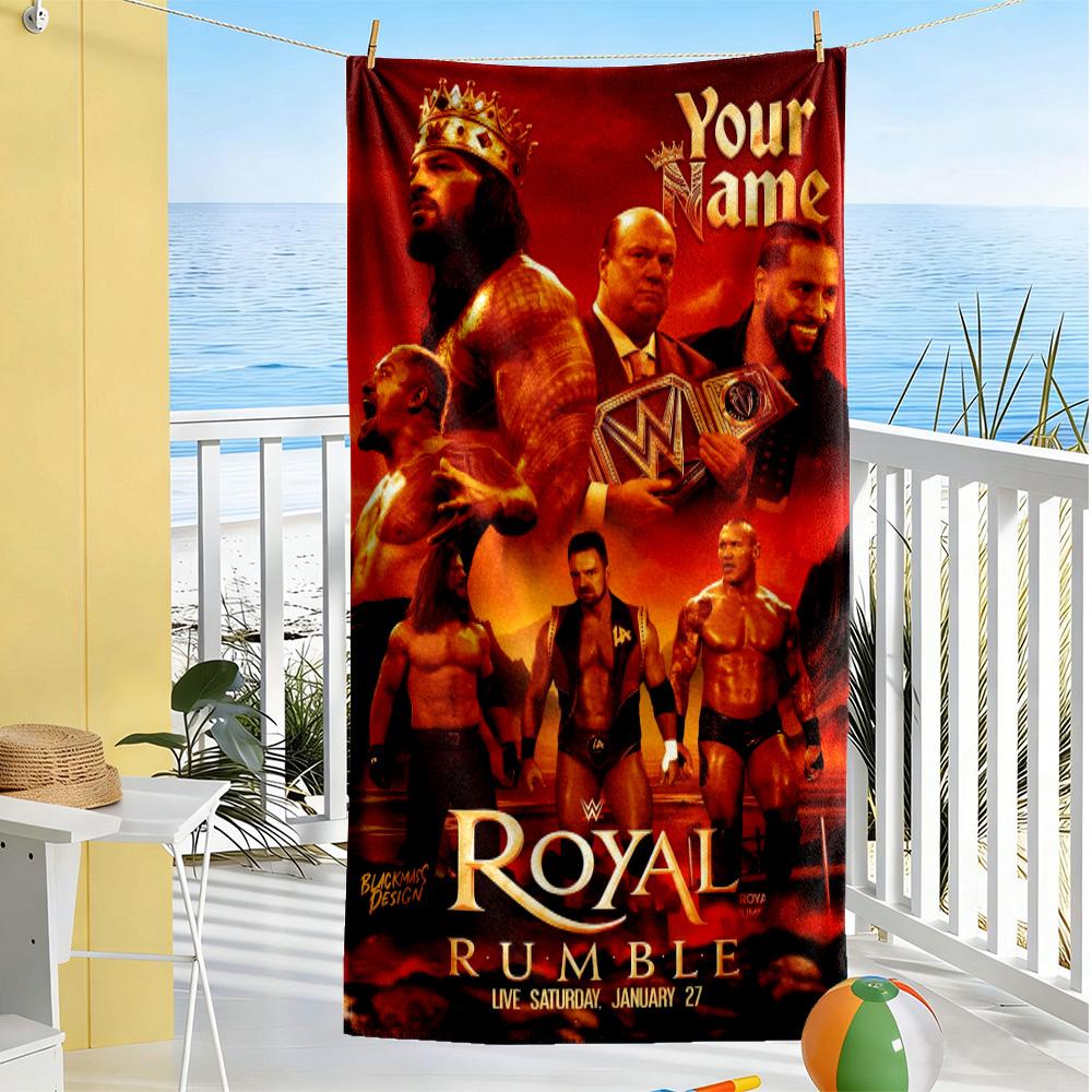 Royal Rumbl Customized Name Beach Towel Super Soft Microfiber Quickdry Fabric Portable for SwimmingBeachCamping Travel Beach AccessoriesGym