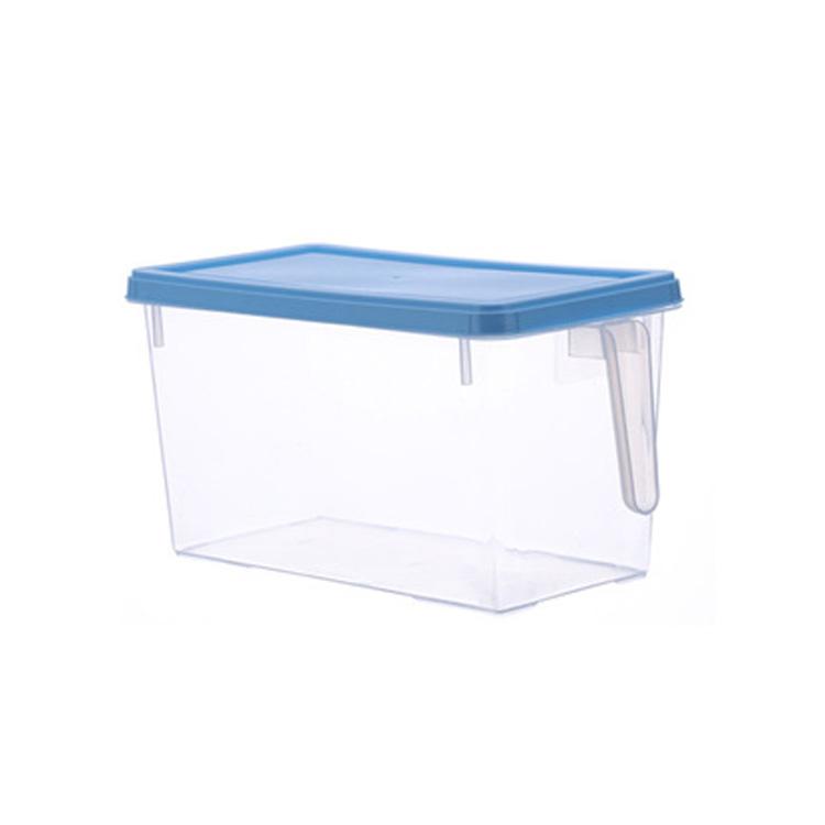 Kitchen Food Organizer Container clear Organizer Bins Refrigerator Organizer Box With Handle 3-6L синий