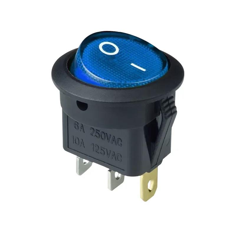 4/8Pcs KCD1 Automobile Round Power Switch Button 12V/220V 3Pin ON/OFF KCD1 Rocker Switch 16A 12V 4-color Led Light