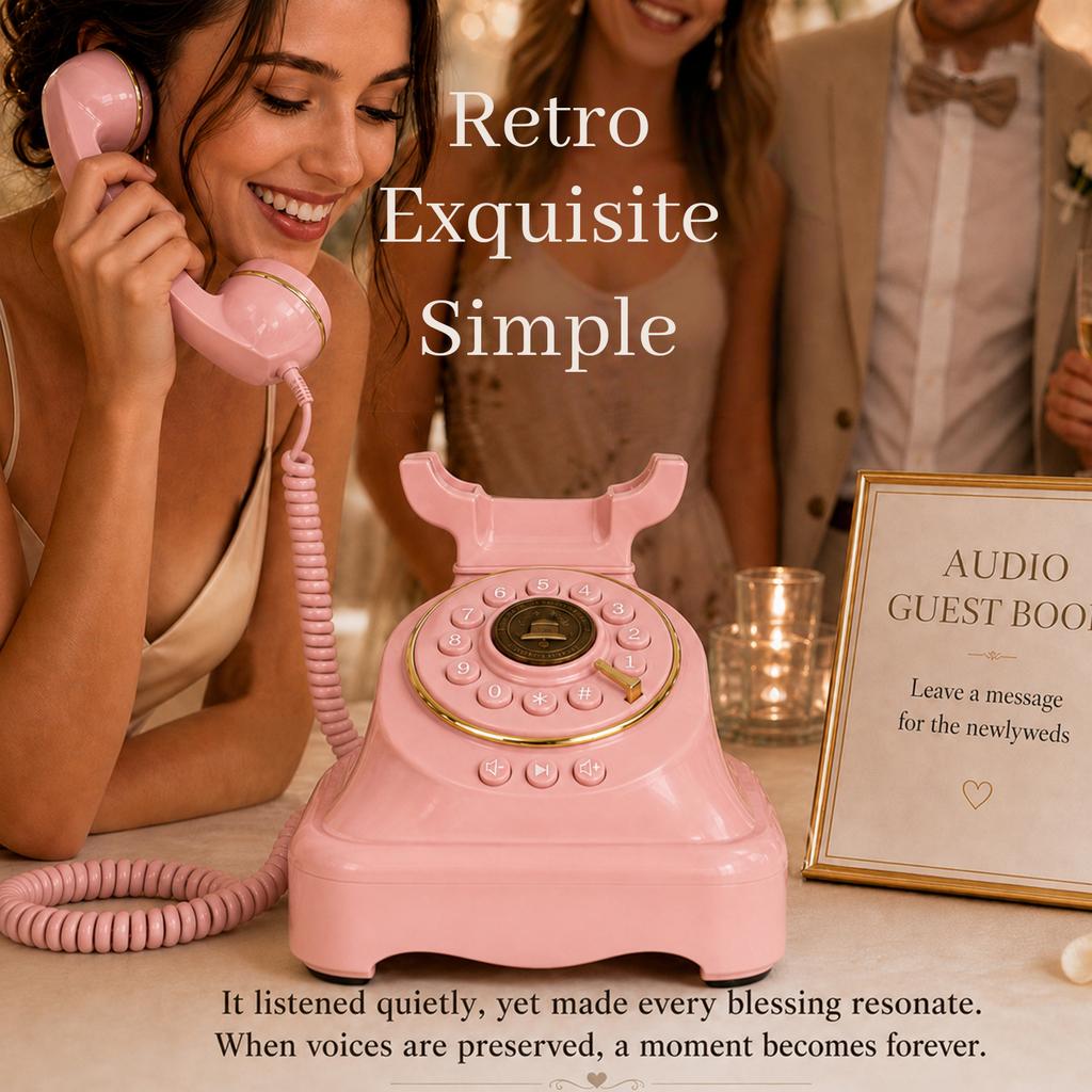 Retro Voice Message Phone Retro Audio Guest Book Phone Recorder with Voicemail Best Wishes for Bridal Shower