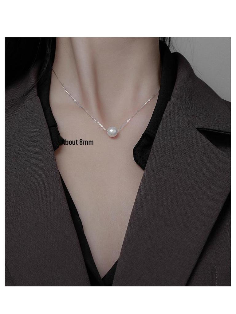 925 Sterling Silver Pearl Necklace - Gradient Clavicle Chain for Women, Autumn/Winter Fashion, Light Luxury High-End Sweater Accessory