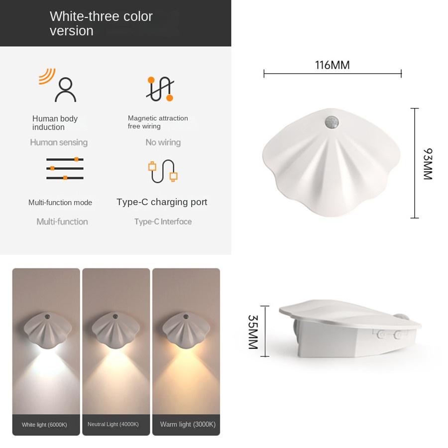 

New Smart Motion Sensor Night Lights Wireless Rechargeable LED Dimmable Night Light Magnetic Installation Lighting Fixture