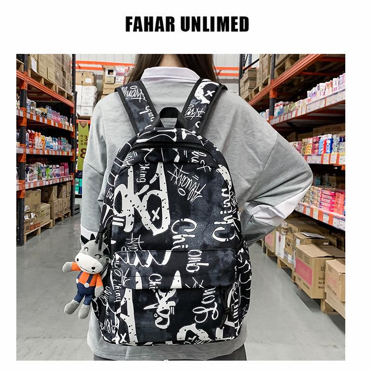 Trendy skolesekk for studenter: Herre- og jente-juniorhøyskole, videregående skole, college-lerretsryggsekk