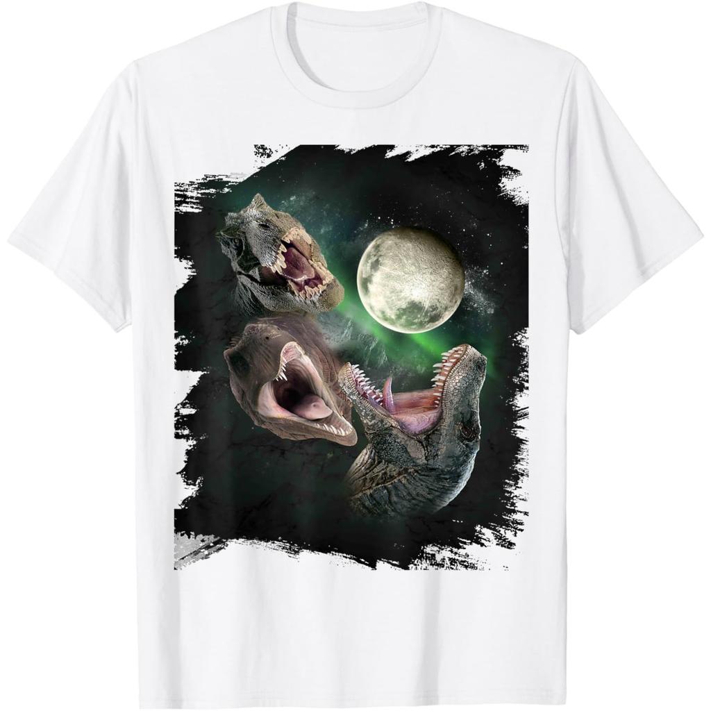 Dinosaur Howling Moon Graphic Tshirt Men S Casual Crew Neck Cotton Tee