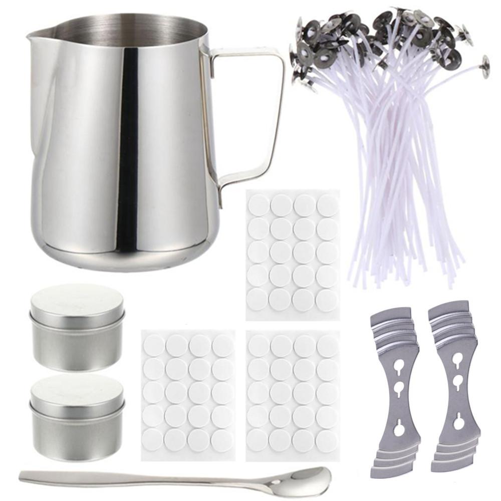 1 Set Candle Making Kit Pouring Pot Wicks Sticker DIY Candle Fixator Craft Tools Diy Handmade Wax Candles with for Wedding Party